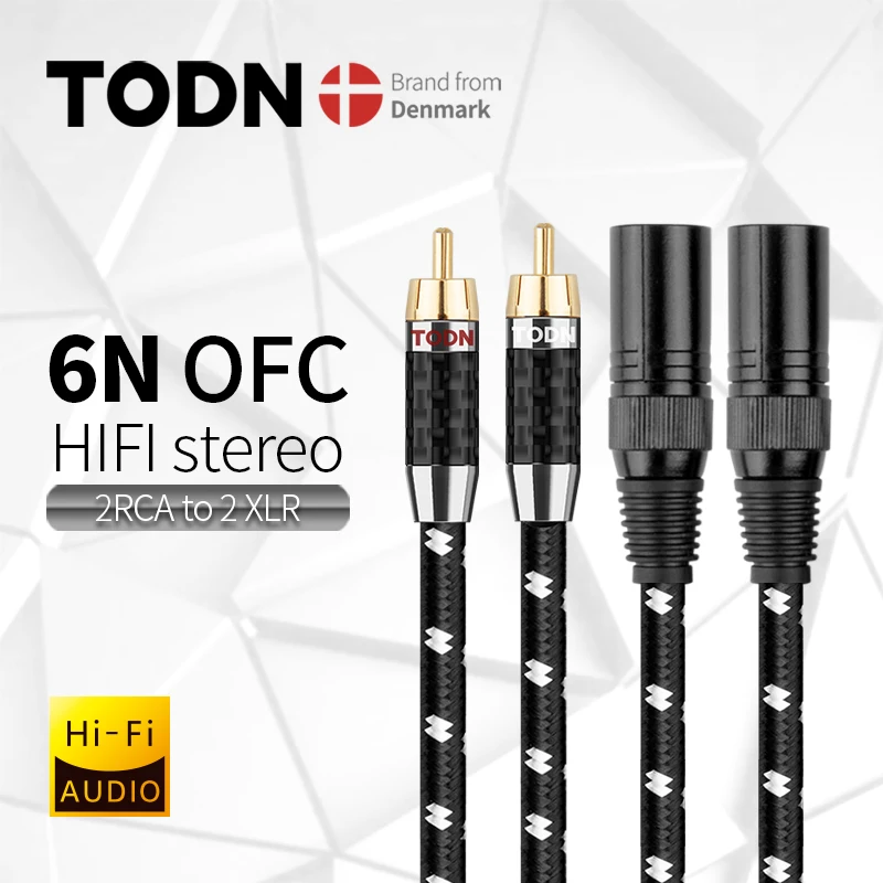 Todn 1 пара высококачественный Hi-Fi аудио кабель 2RCA до 2XLR штекер позолоченный штекер ofc стерео кабель