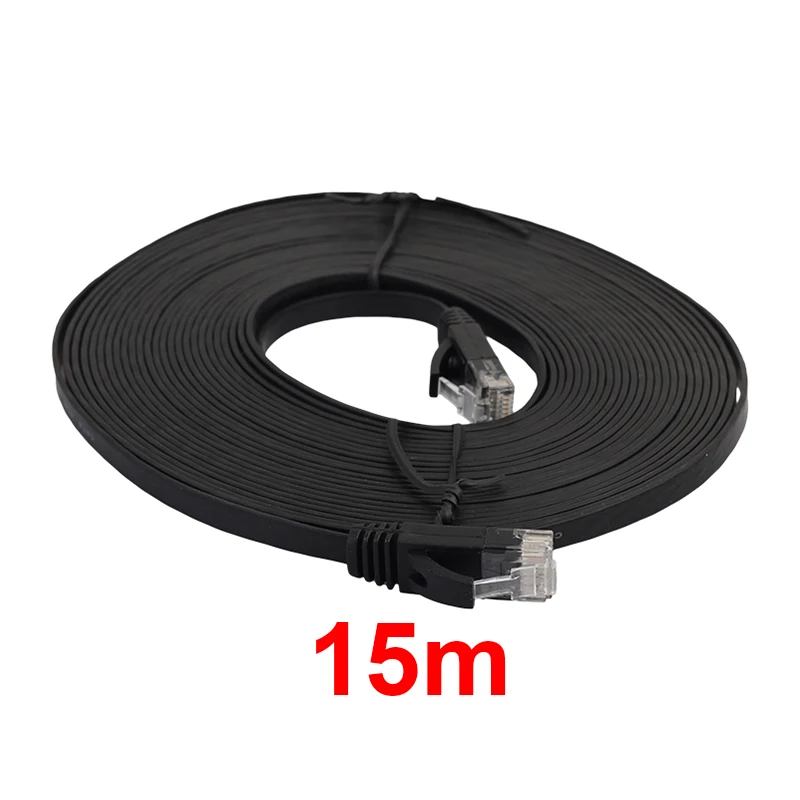 New Flat RJ45 Cable 0.5m -15m 98FT Cable CAT6 Flat UTP Ethernet Network Cable RJ45 Patch LAN Cable Black/ White Color