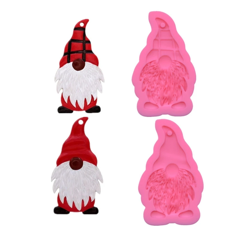 

Santa Keychain Epoxy Resin Mold Christmas Pendant Silicone Mould DIY Crafts Tool Fast Reach