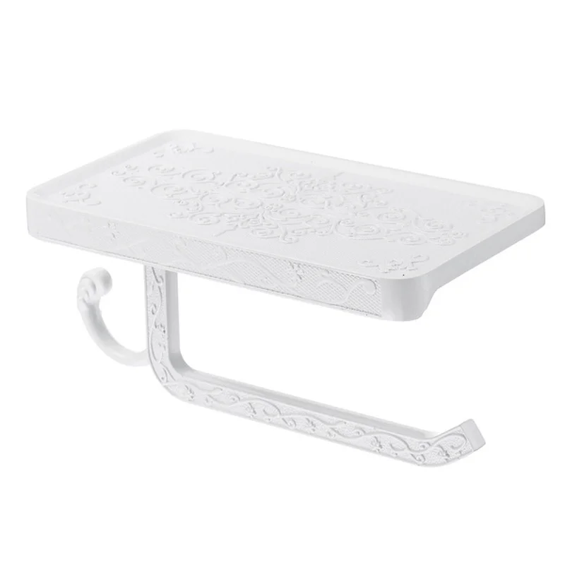 

Zinc Alloy Toilet Paper Holder Wall Mounted Toilet Roll Tissue Paper Holder Bathroom Antique Carved Storage Shelf Holder