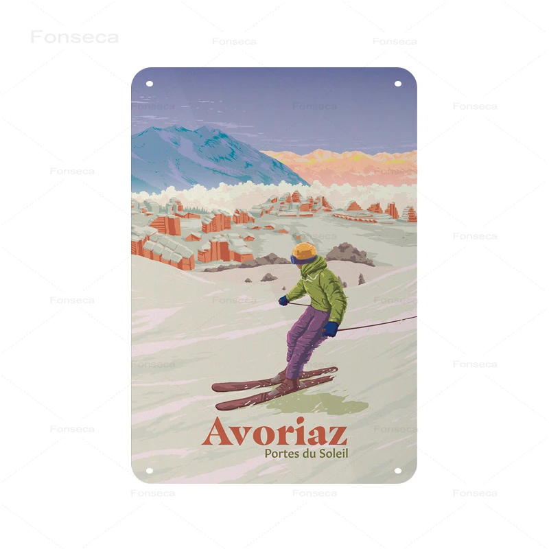 Металлический знак в стиле ретро для горнолыжного курорта St Anton Kitzbuhel Avoriaz зимний