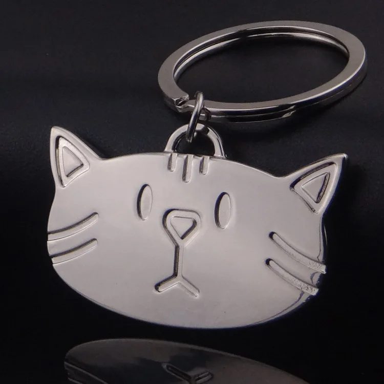 

FREE shipping by FEDEX 100pcs/lot Lovely Metal Big Face Cat Keychains Novelty Cat Keyrings Cat Head Key Chains Gifts Custom LOGO