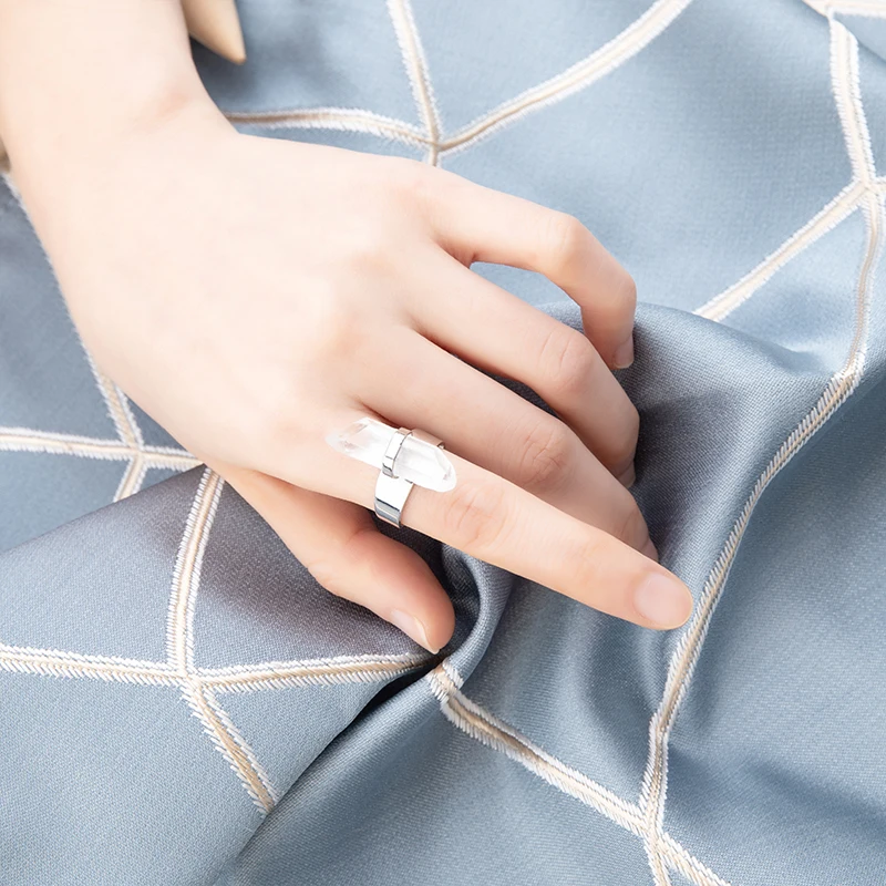 1 шт. кольца с натуральным кристаллом Прозрачный кристаллический кварц