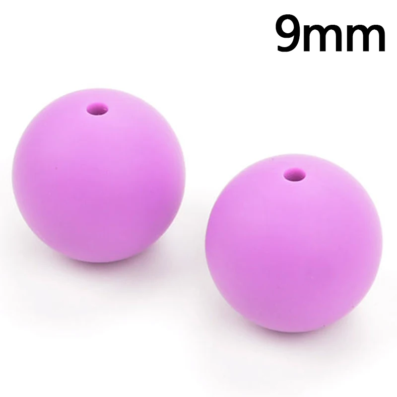 Medium purple LOFCA 50 шт./партия 9 мм Силиконовые Бусы Длинные Прорезыватели для зубов еда без бисфенола-а класс детский Прорезыватель жевательные DIY ювелирные изделия ожерелье изготовление - Цвет: Medium purple