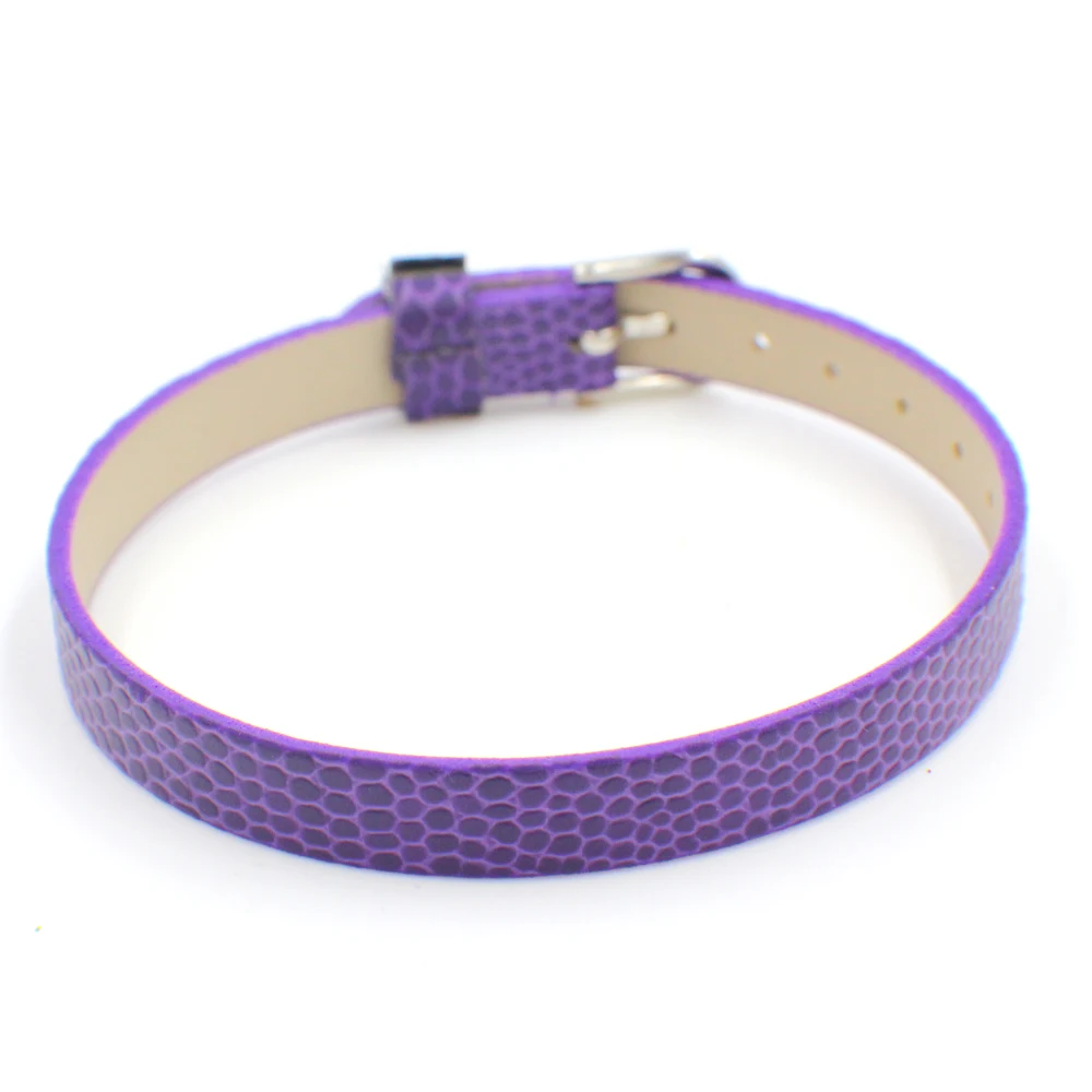 dark purple 10 шт 8 мм браслет с рисунком "Змеиная кожа" 8 мм* 210 мм pu кожаный браслет DIY Аксессуары подходят 8 мм скользящие подвески - Окраска металла: dark purple