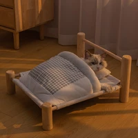 pet lounger for cat bed removable sleeping bag hammock wooden winter warm kitten cats house pets beds small dogs sofa mat suppli