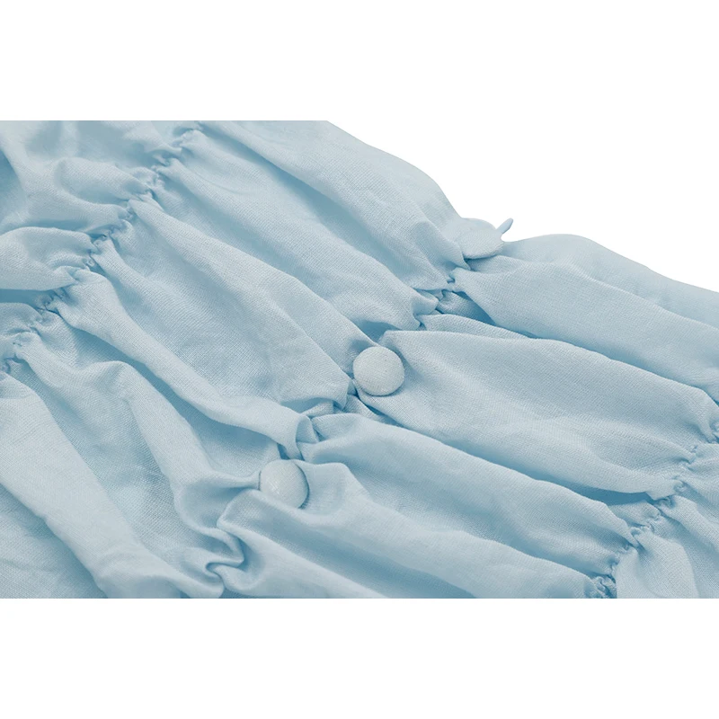 

Korean Chic Sweet Temperament Puff Sleeve Cake Dress Women 2021 Summer Fashion New Design Fishbone Waist Skinny Dress Female