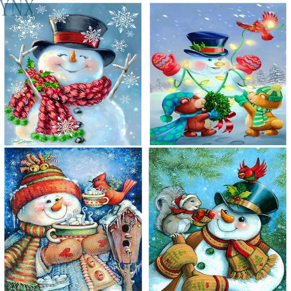 

5D DIY Diamond Painting New Year Gift Christmas Snowman Round Diamond Embroidery Mosaic Family Children's Room Decoration Patter