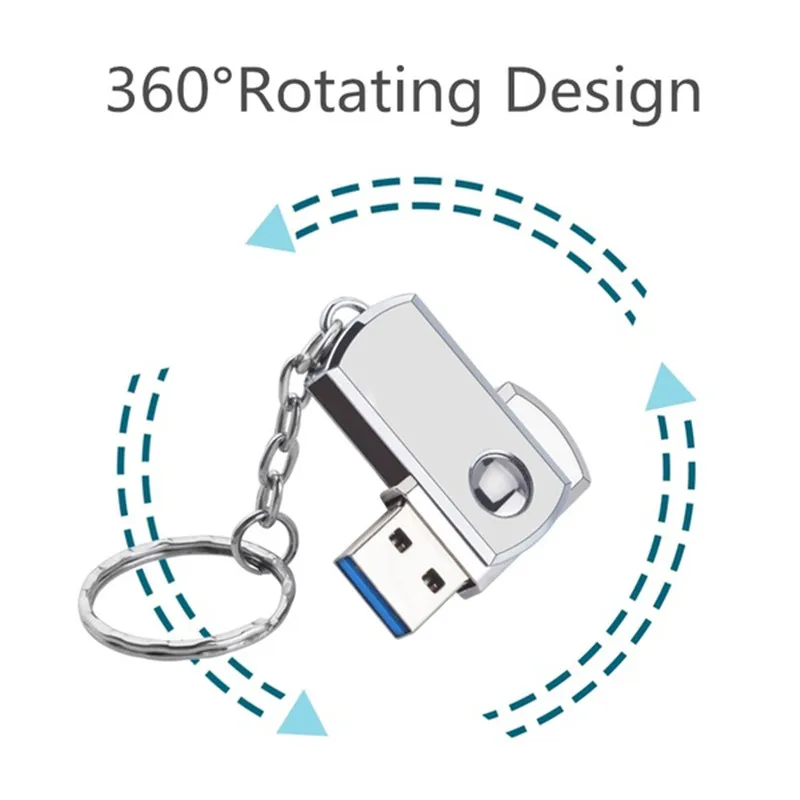 hot Metal Rotary 2.0 Keychain Memory Card 4GB 8GB 16GB 32GB 64GB thumb shape flash drive can be customized LOGO Free Shipping
