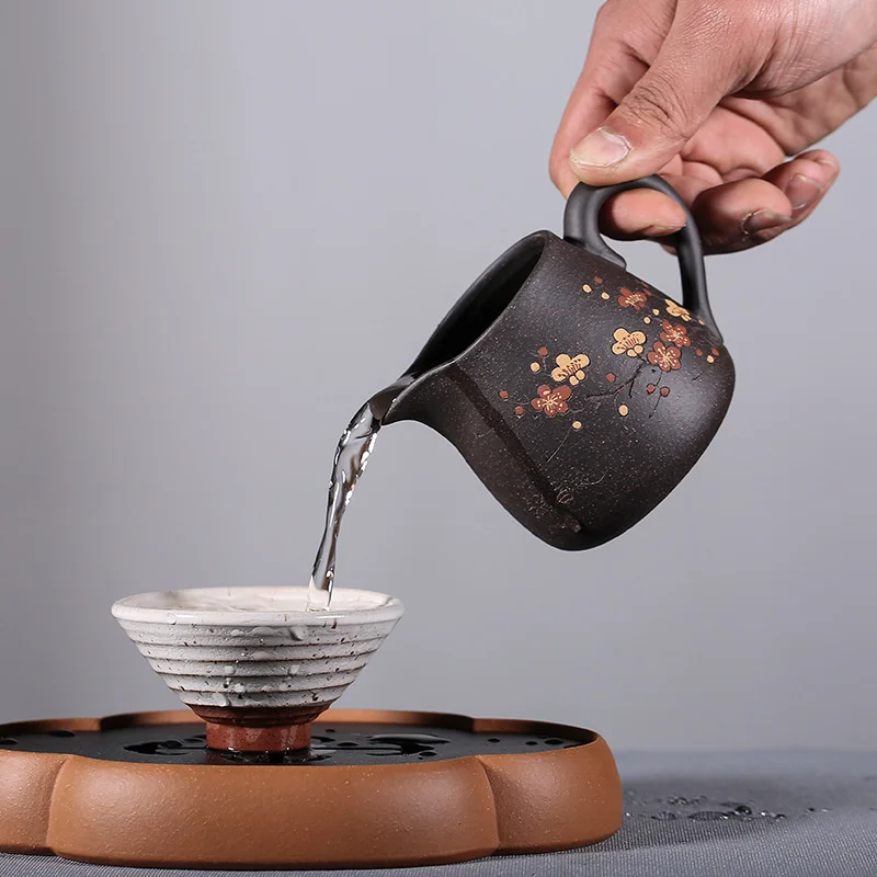 

220cc Yixing Purple Clay Handgrip Fair Cup Chinese Tea set Tea Set Drinkware Cha Hai Tieguanyin Public Cups Household tea
