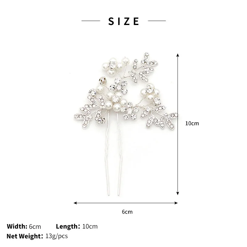 Стразы жемчужные заколки для волос женщин серебряного цвета свадебные