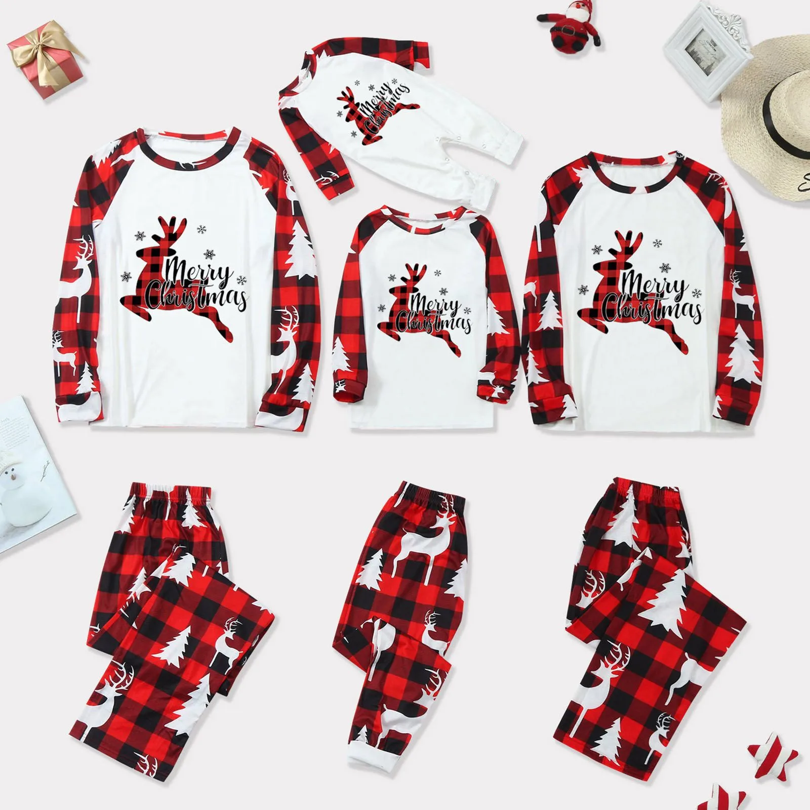 

Family Matching Clothes Set Christmas Baby Kids Child Printed Top Trousers Xmas Family Matching Pajamas Outfits Spring Autumn