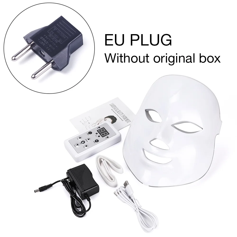 eu no box СВЕТОДИОДНЫЙ Прибор для ухода за кожей лица, электрическая маска для удаления морщин, фотоновая омолаживающая маска для кожи, антивозрастная терапия - Цвет: eu no box