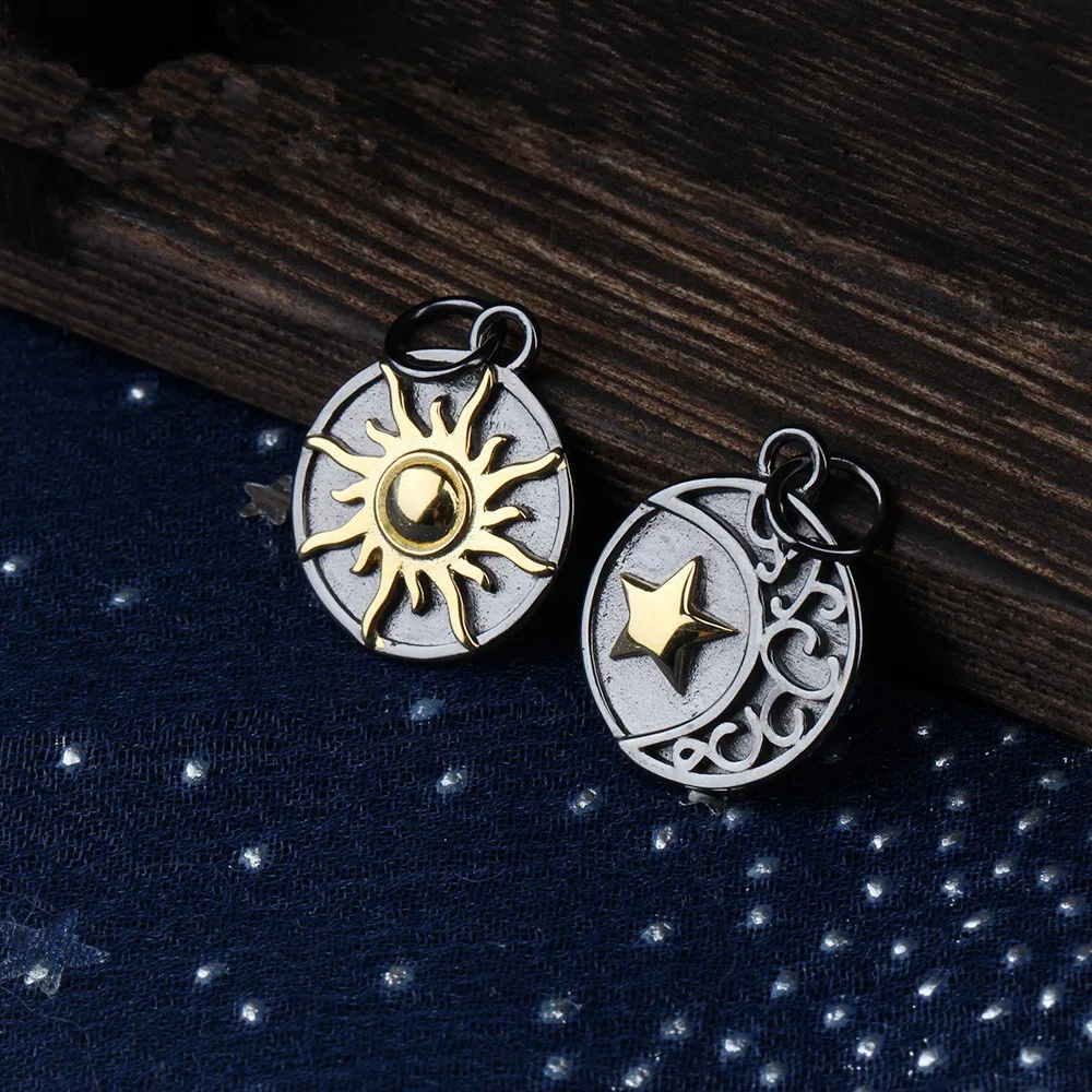 

Buyee Unique Couples Necklace Sets Retro Golden Sun & Moon Star Exquisite Excellent Pendant Charm Women Gary Black Jewelry