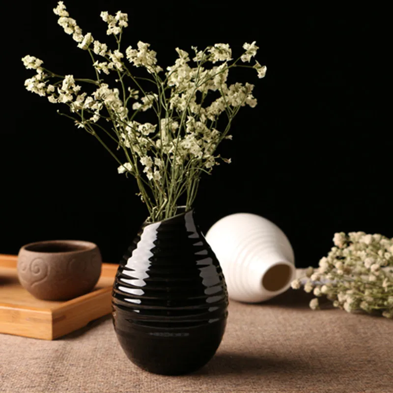 Белая/черная керамическая ваза для домашнего декора Настольная Ваза в форме
