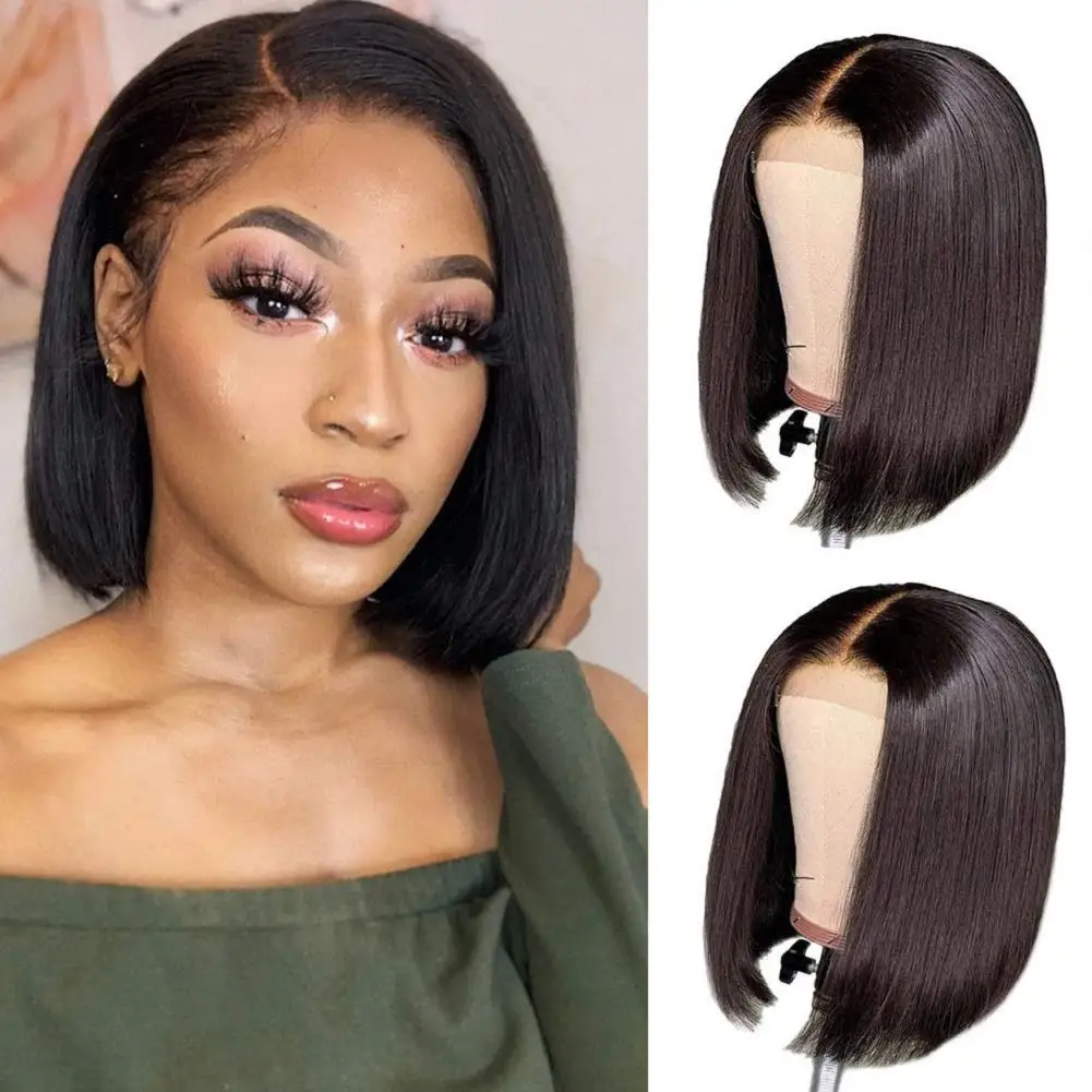 Short Bob Lace Wig Human Hair Brazilian Straight Hair No Glue Short Wave Bobo Wig For Women 13x4x1 Lace Wig Real Human Hair