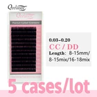 Qeelasee 5 лотков CC  DD curl искусственные норковые Индивидуальные ресницы maquiagem cilios макияж мягкие норковые ресницы для наращивания ресниц