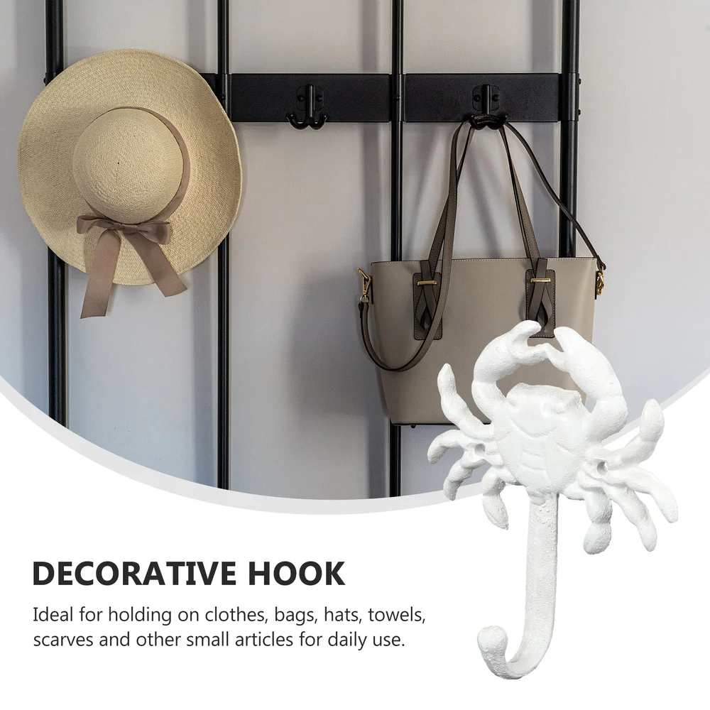 

3pcs Wrought Iron Decorative Single Hook Vintage Wall-mounted Coat and Hat Hooks (Crab+Scallop+Sea Star)