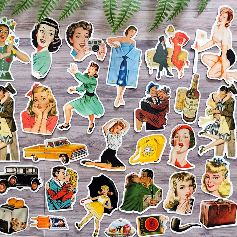 46 шт./упак. винтажные Женские аксессуары для девочек наклейки поделок