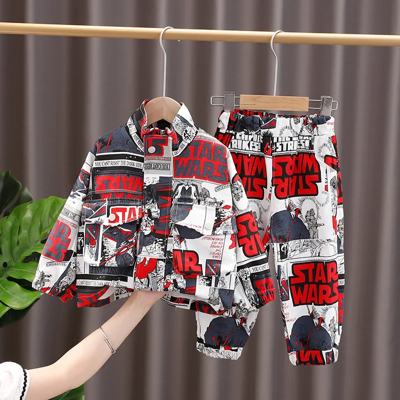 

2021 детская весенне-осенняя одежда, 2 шт., для маленьких мальчиков, рубашка с длинным рукавом, Топы + штаны, комплект одежды с животными