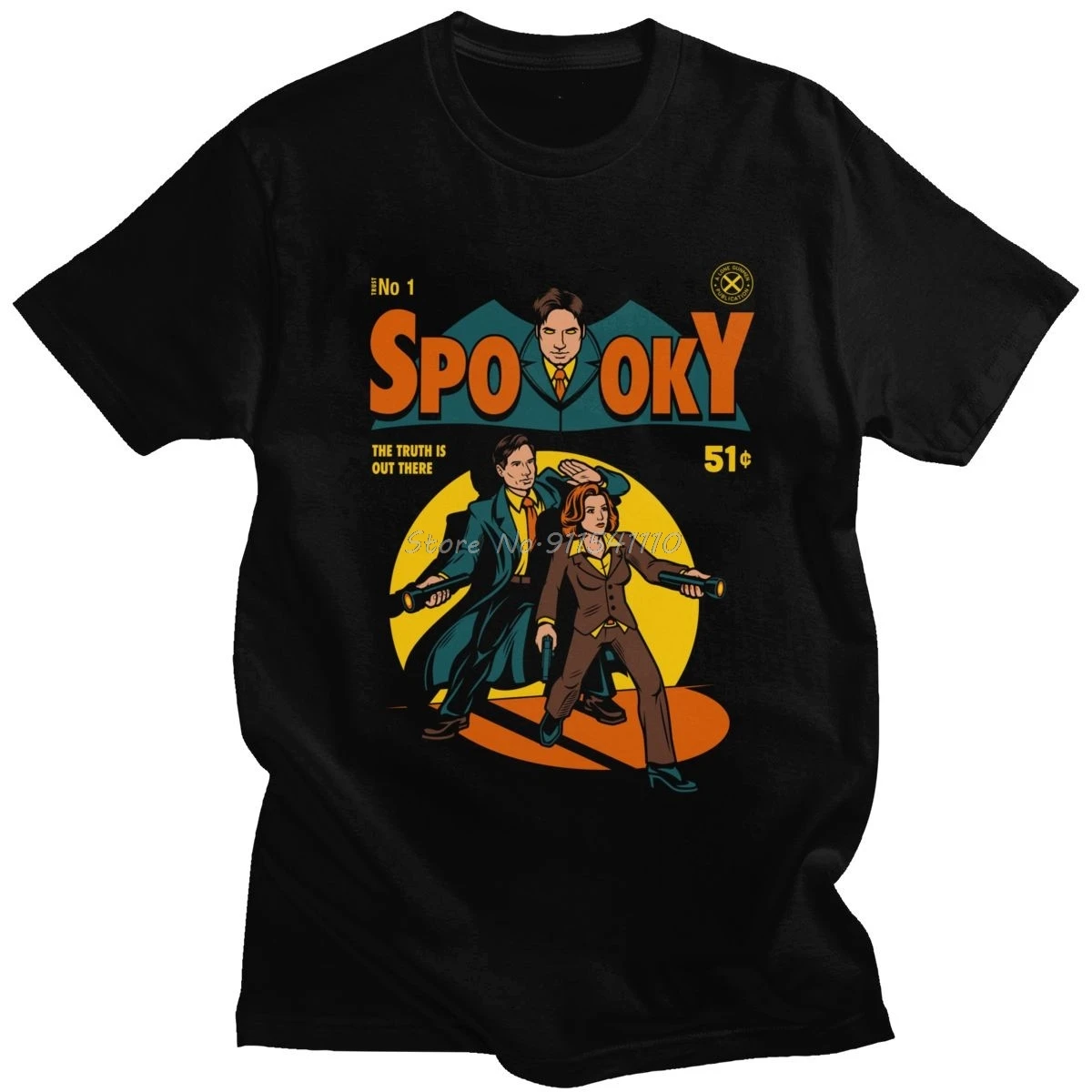 Мужская хлопковая футболка с коротким рукавом The X File рисунком комиксов из