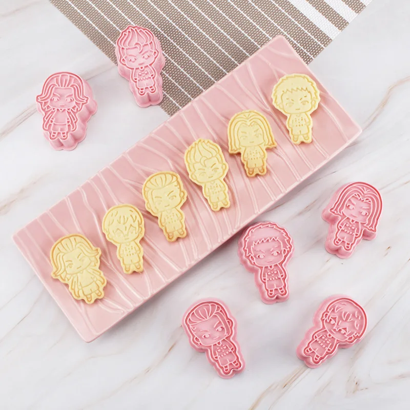 6pcs/set 3D Anime Tokyo Revengers Cookie Cutters Biscuit Mold Baking Cake Party Decorating Tools Press Cutter | Дом и сад