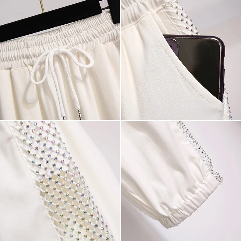 

Plus Size Women Summer Casual Sweatpants New Arrival 2021 Simple Style Elastic Waist Female Ankle-length Pencil Pants W297