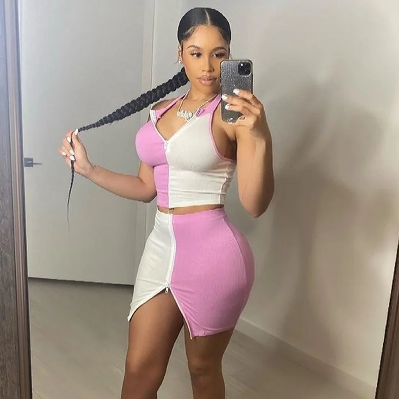 Цвет из кусков Женский комплект двух предметов летняя одежда на каждый день