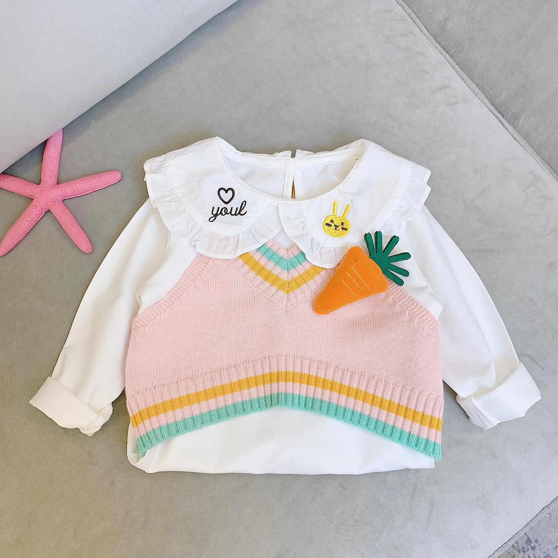 Новое поступление весенний хлопковый жилет без рукавов в полоску с v-образным