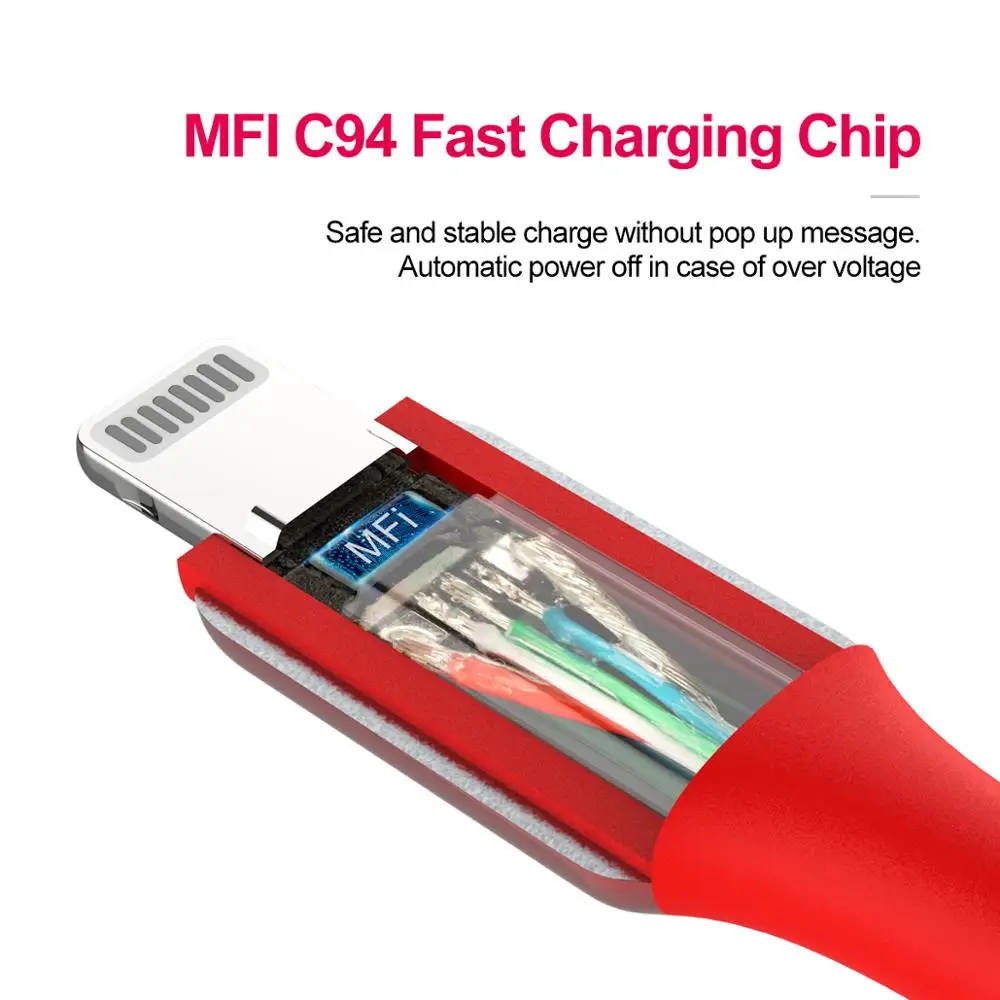 

ROFI Type C Lighting Fast Charge Cable for iPhone Fast Charging for Huawei P30 P20 Wire Cord Black Charging Cable for iPhone 11