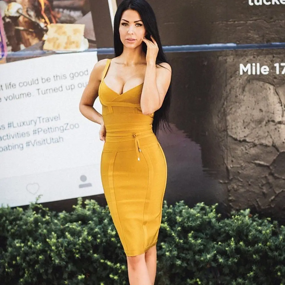 Женское платье на бретельках BEAUKEY синее Бандажное с поясом завязках большие