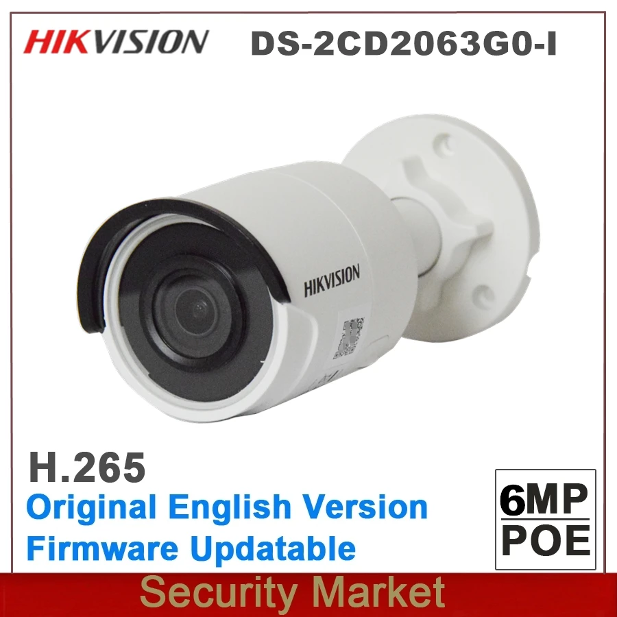 hikvision английский DS-2CD2063G0-I 6MP заменить DS-2CD2055FWD-I Мини Пуля POE сети IP ИК металлическая камера Поддержка H265