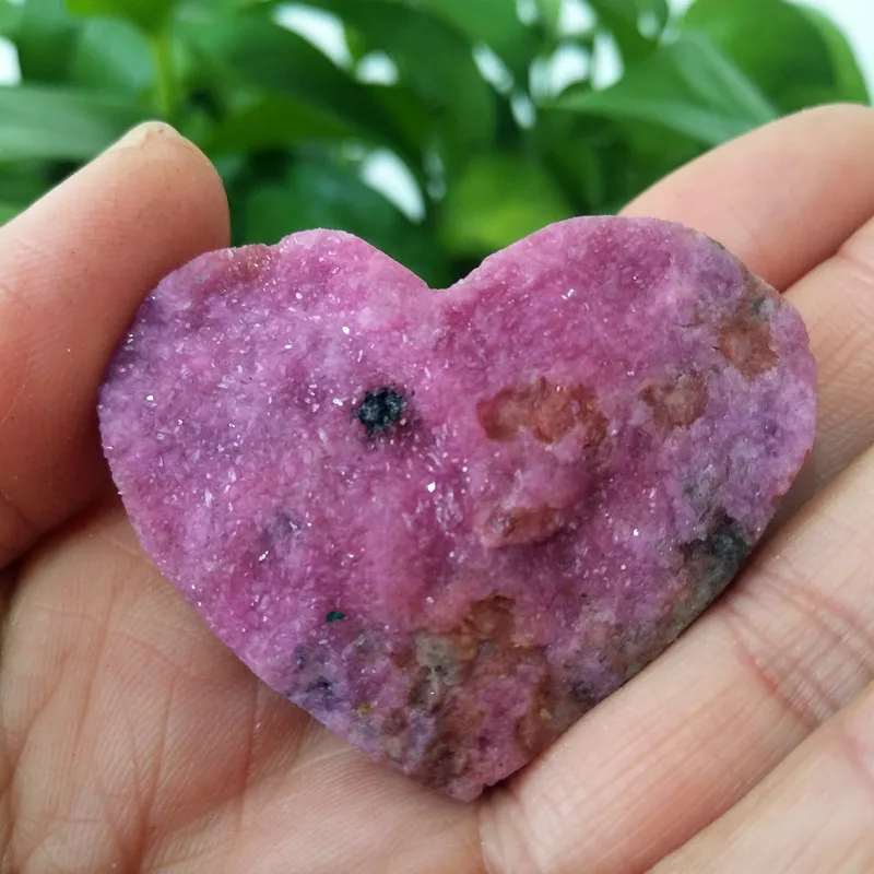 

Natural Mineral Cobalt Calcite Raw Stone Crystal Heart Symbiont.Home Decor Pink and Purple Gemstones Energy Healing Crystals