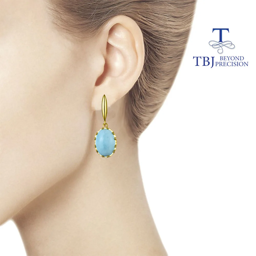 Кольцо с овальным драгоценным камнем 10 х14 Ларимар серебро 925 пробы золотистые