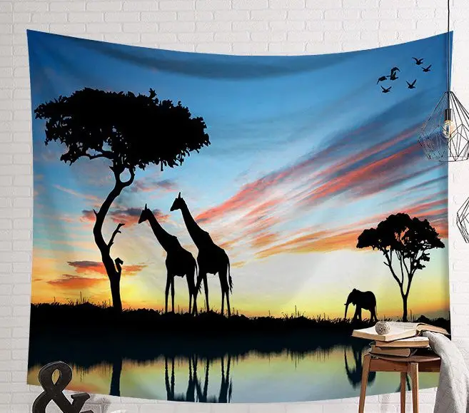 Оригинальный CAMMITEVER африканских животных Жираф слон Кошка Гобелен пустыня
