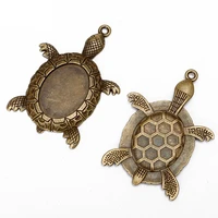 10pcs diy tortoise antique bronze cameo cabochon pendant setting fit 1825mm dia cabochon base jewelry making components