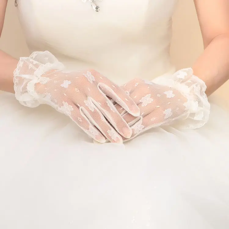 

Женские кружевные перчатки до запястья, свадебные перчатки белого/цвета слоновой кости с короткими пальцами, кружевные перчатки для невест...