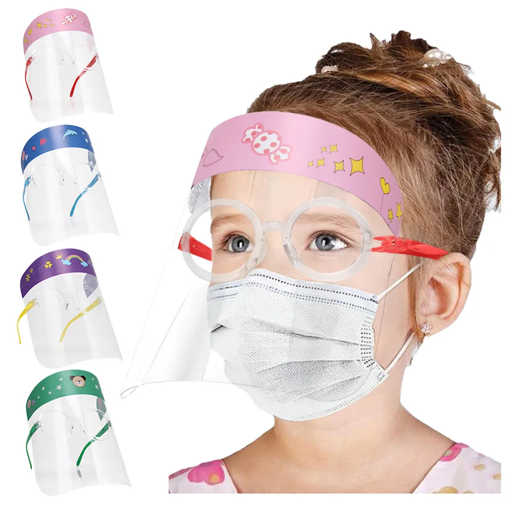 

5PC Kids Cartoon full face mask Anti-Fog Face Guard Anti-spray Safety Protection Glasses Mask eye shield Washable Reusable maske