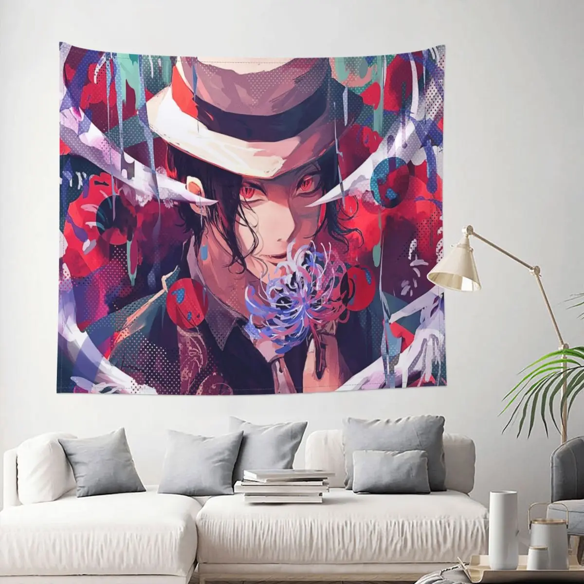

Tapestry Muzan Kibutsuji Demon Slayer Kimetsu Anime Decor Wall Room Home Decoration Hanging Living room Kawaii Aesthetic Fashion
