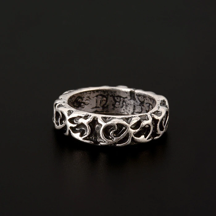 Кольца мужские в стиле панк винтажные перстни с резьбой по Цвет: старое серебро