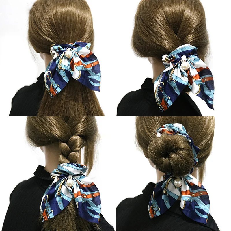 Богемная шифоновая резинка для волос с бантом эластичная женщин и девочек