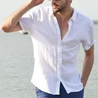 Летние повседневные рубашки для мужчин с коротким рукавом хлопковая рубашка Masculina Camisa Slim Fit Мужской льняная блузка Homme сорочка размера плюс для мужчин