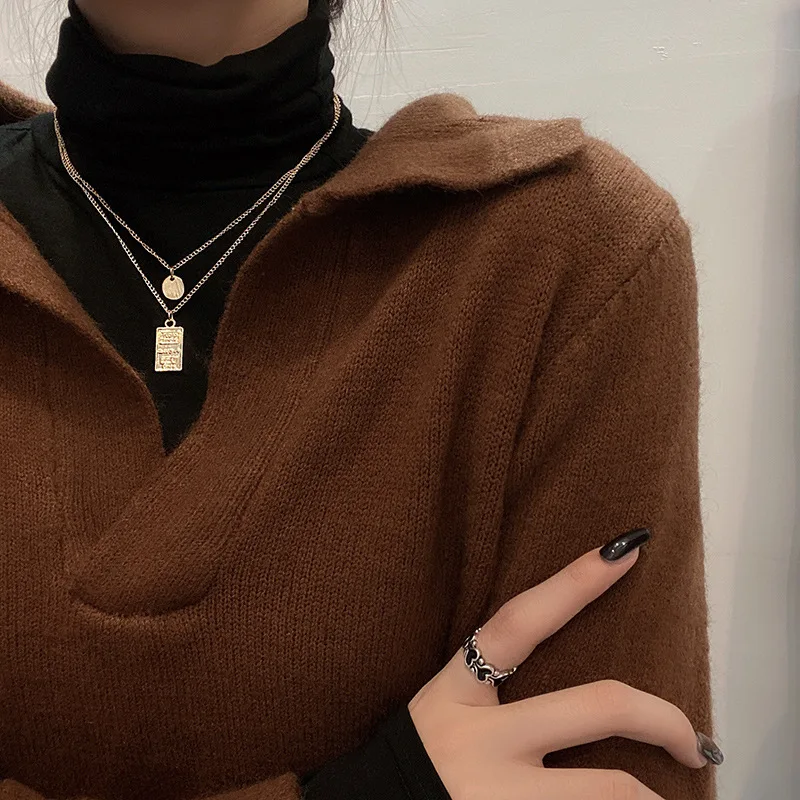 

Simple Light Luxury Style Personalized Double-layer Necklace Human Head Pendant Necklace Necklace Women Gothic Jewelry Necklaces