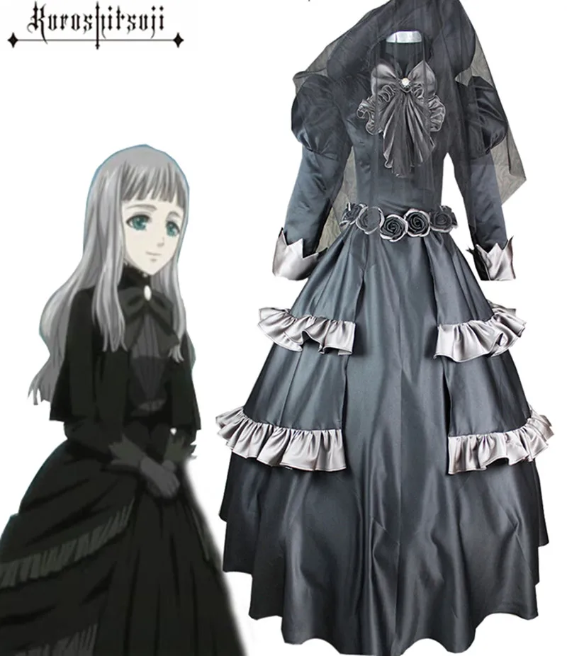 Аниме Черный Батлер косплей Королева викторианская черная Лолита комплект