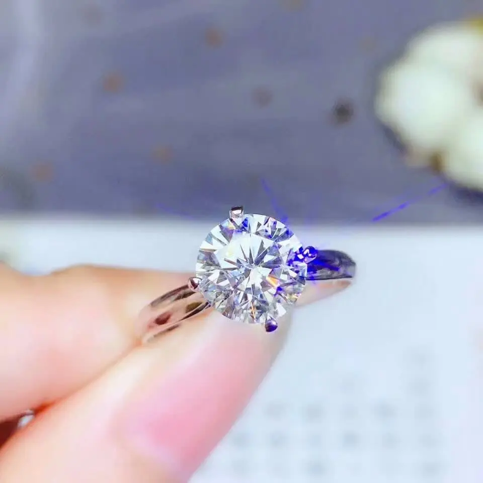 Shilovem 18k Белое Золото Moissanite алмазные кольца женские классические свадебные растения Рождественский подарок 8*8 мм vvs bj080888sz