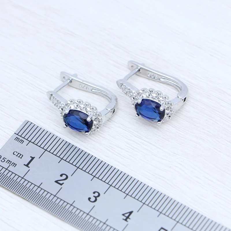 925 Серебряный набор украшений для женщин вечерние ювелирные изделия Голубой