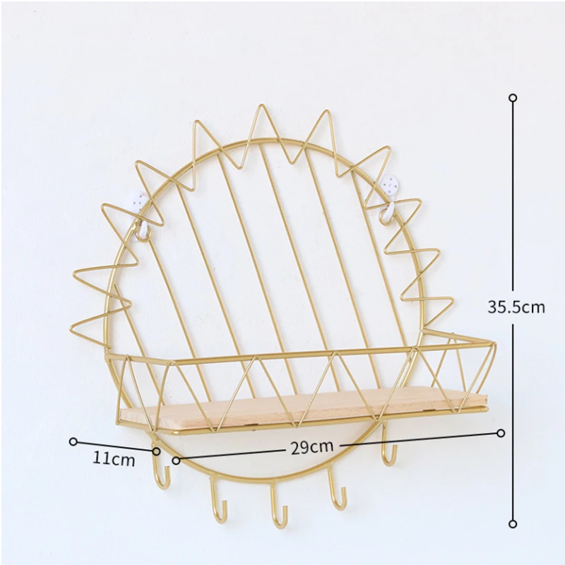 

Nordic Wall-mounted Wrought Iron Wall Shelf Bathroom Wall Storage Antique Display Rack Shelf Home Background Wall Decoration