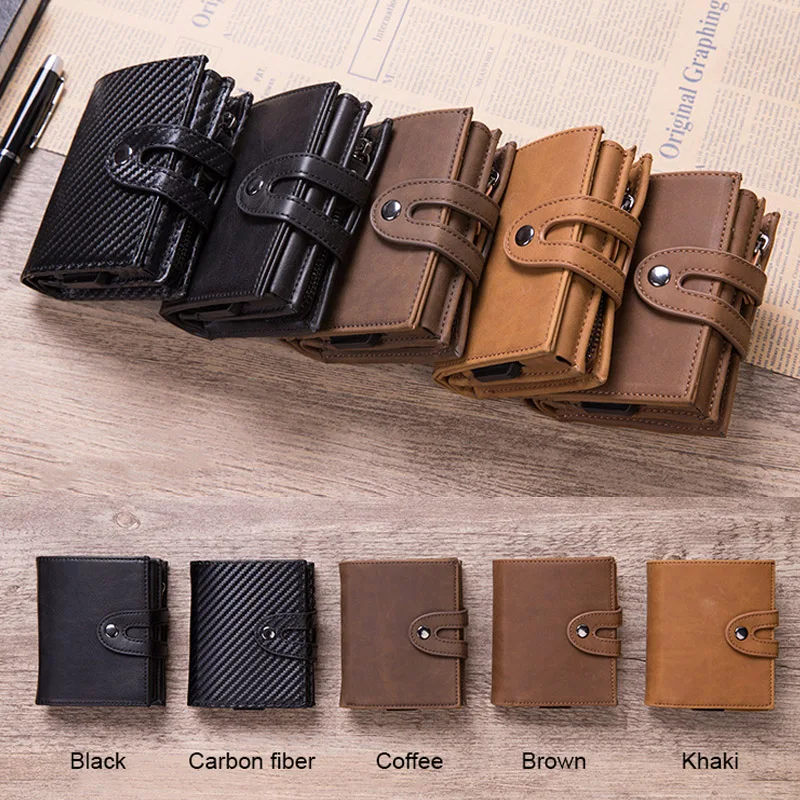 Мужской винтажный смарт кошелек с RFID блокировкой для карт|Держатели карт и