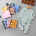 Детские пижамные комплекты, хлопковая одежда для сна для мальчиков, зимняя пижама для девочек, пижама с длинным рукавом, термобелье, детская одежда