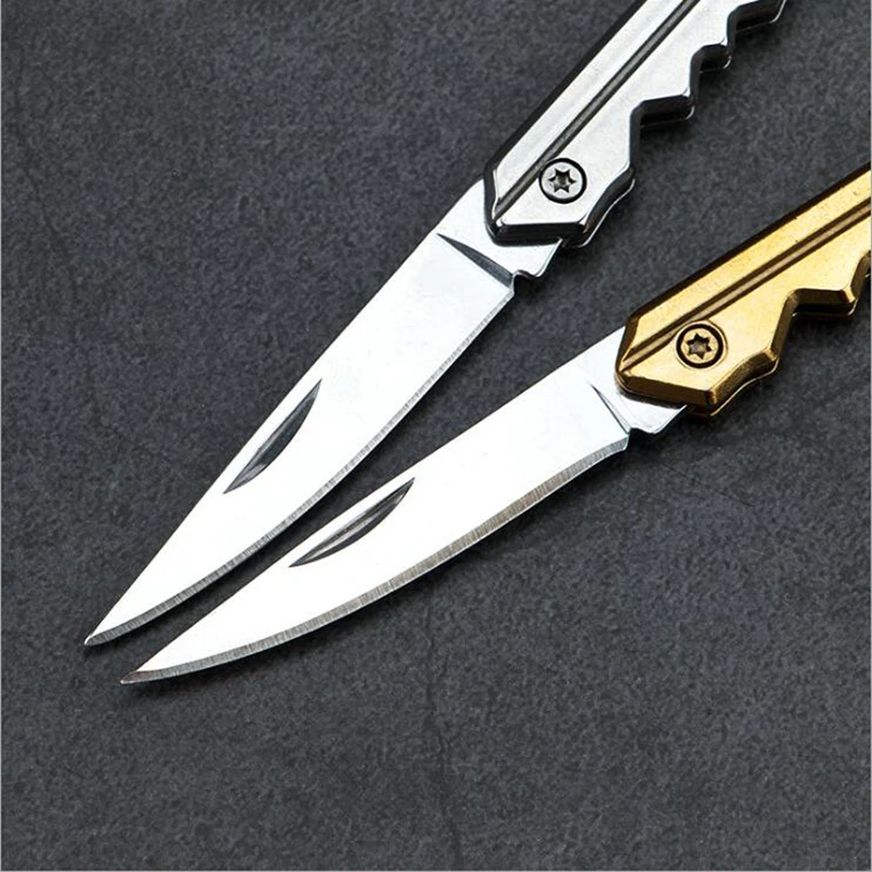 Мини-нож в виде ключа тактический походный брелок для ключей складной открытие